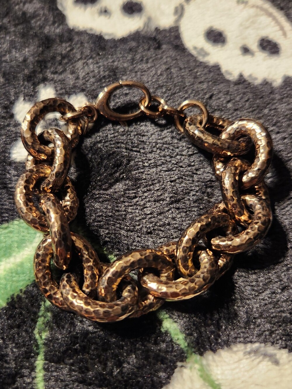 Hammered Bronze Link Bracelet - Women Jewelry